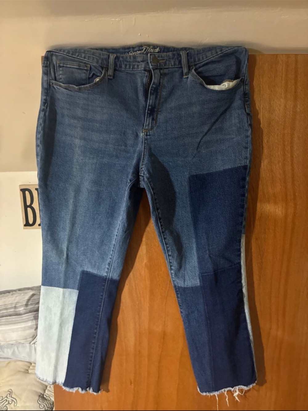 Universal Thread Women's Blue Patchwork Boot Cut Jeans